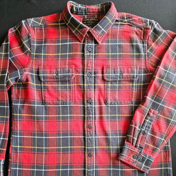 Filson Vintage Flannel Work Shirt, XL, Plaid, Red Charcoal - Picture 1 of 4